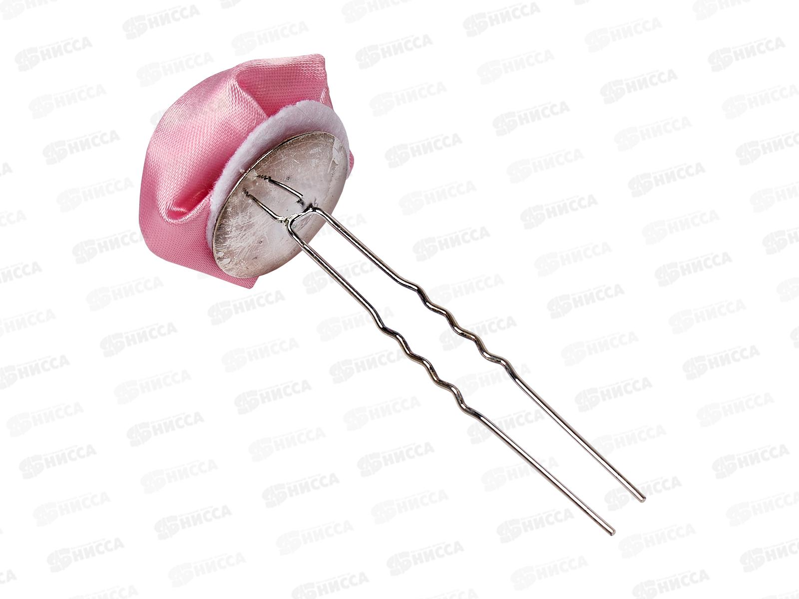 Шпилька для волос &quotБутон розы со стразой&quot атлас микс *1/50 ОК177