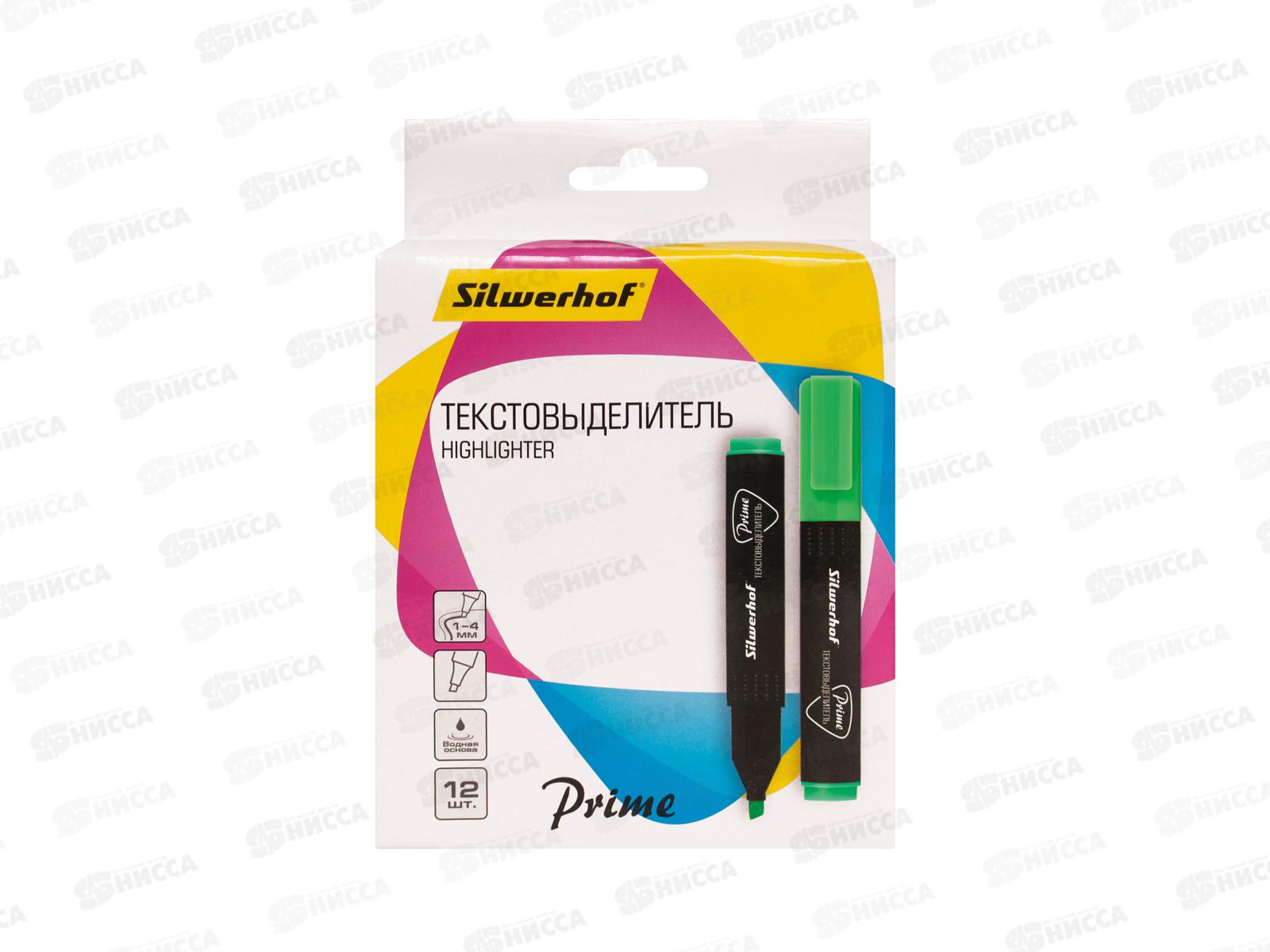 Маркер SILWERHOF Prime текстовый скошенный, 1-4мм, зеленый, 480002 *12/144