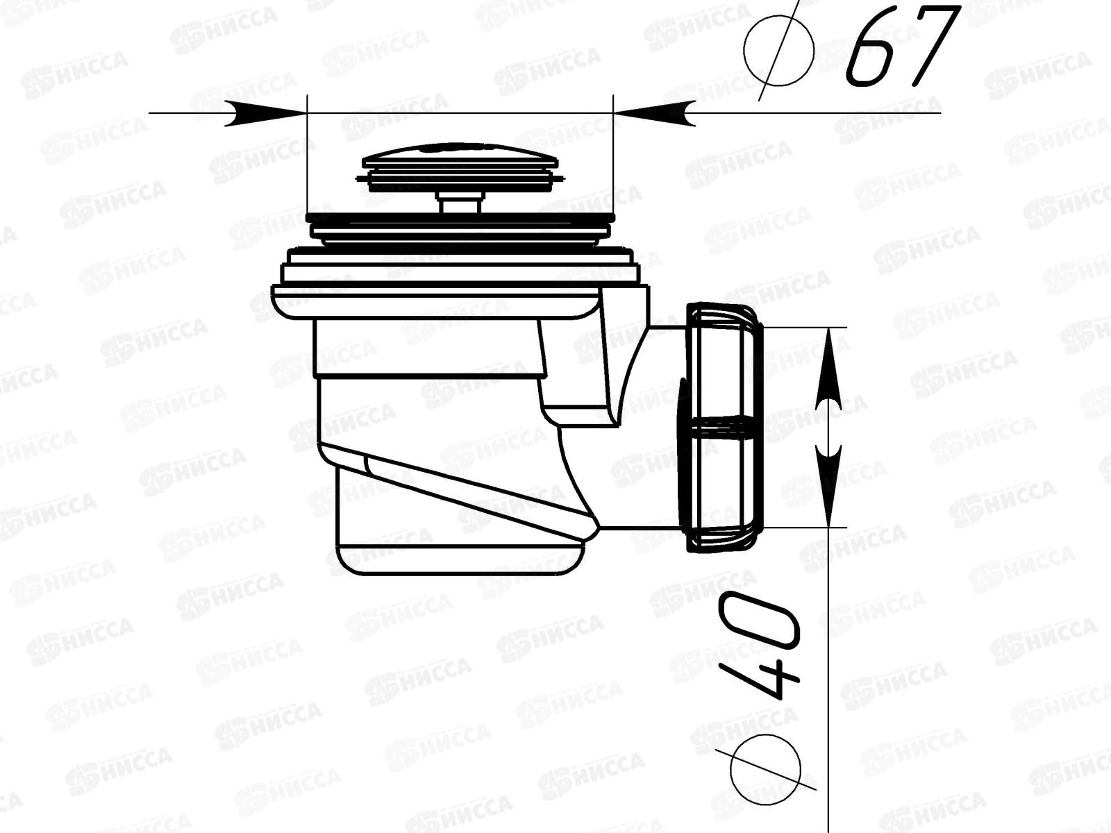Сифон для душевого поддона хром 1 1/2 под d50мм, клик-клак мет, V460  *30