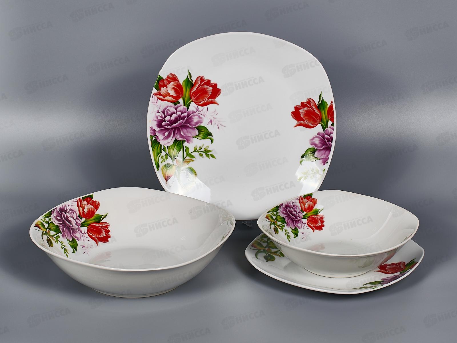 Набор столовый 19 предметов квадратные тарелки 1/2 19К-19182