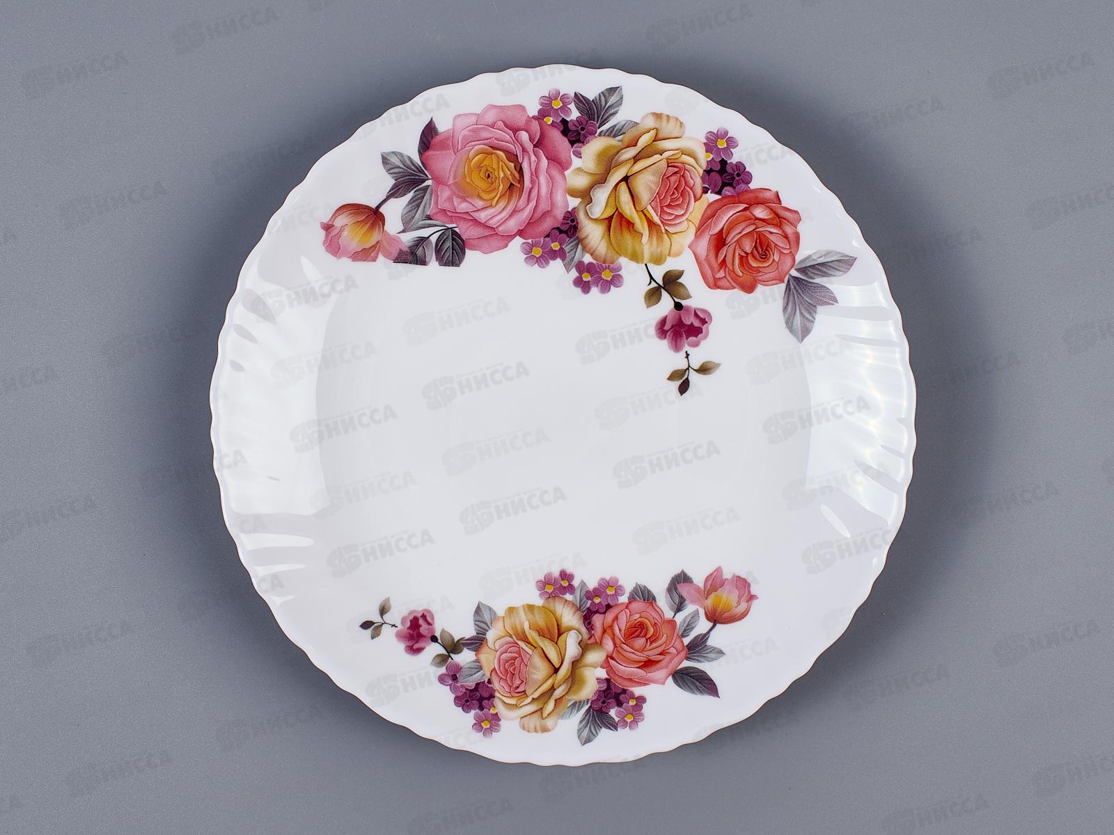Тарелка плоская круглая d-19см (6/72) 6961-твч7,5 Розы-2