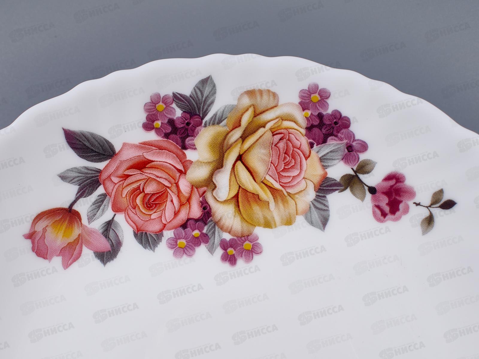 Тарелка плоская круглая d-19см (6/72) 6961-твч7,5 Розы-2