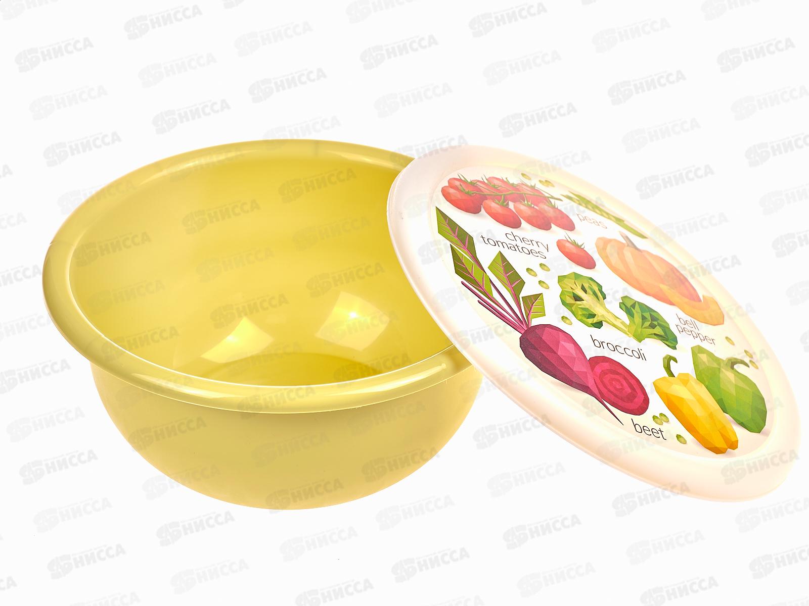 Миска 1,2л с крышкой с декором Салатовый 221140820/04*18