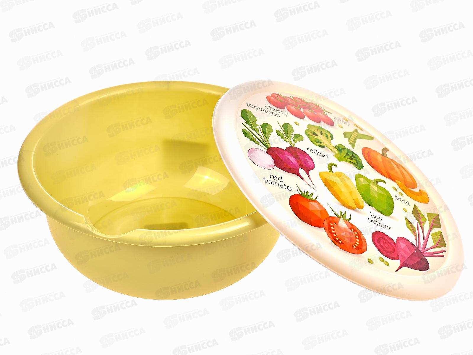 Миска 2,1л с крышкой с декором Салатовый 221140920/04 *24