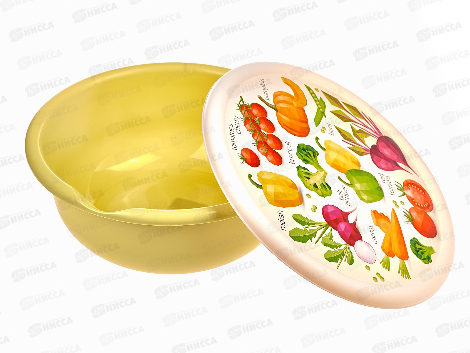 Миска 3,2л с крышкой с декором Салатовый 221141020/04 *12