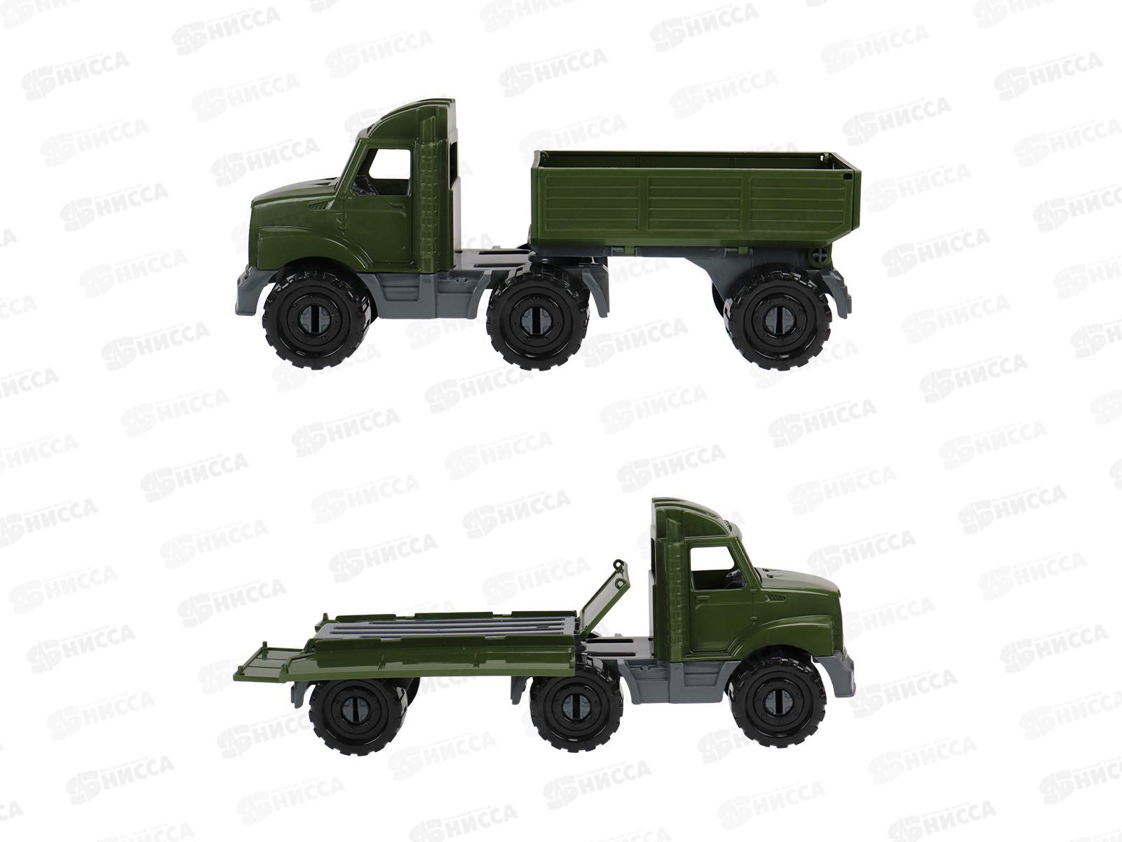 Машинка Тягач &quotБизон&quot бортовой с прицепом Военный, И-5116 *20