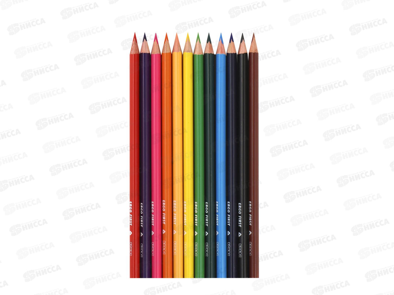 Карандаши 12 цветов КОКОС &quotERGO First Speed Racing &quot, трехгранные 215603*12