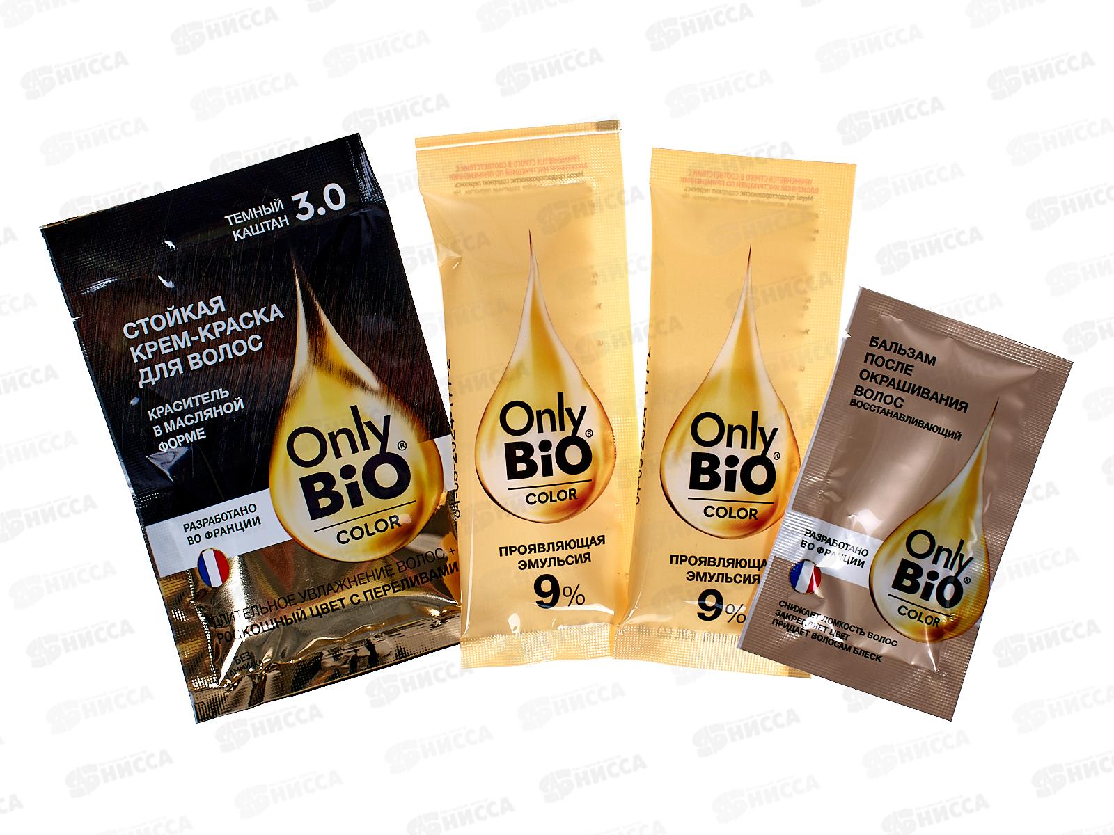 Only Bio COLOR ккрем-краска для волос 3,0 Темный каштан 115мл *15