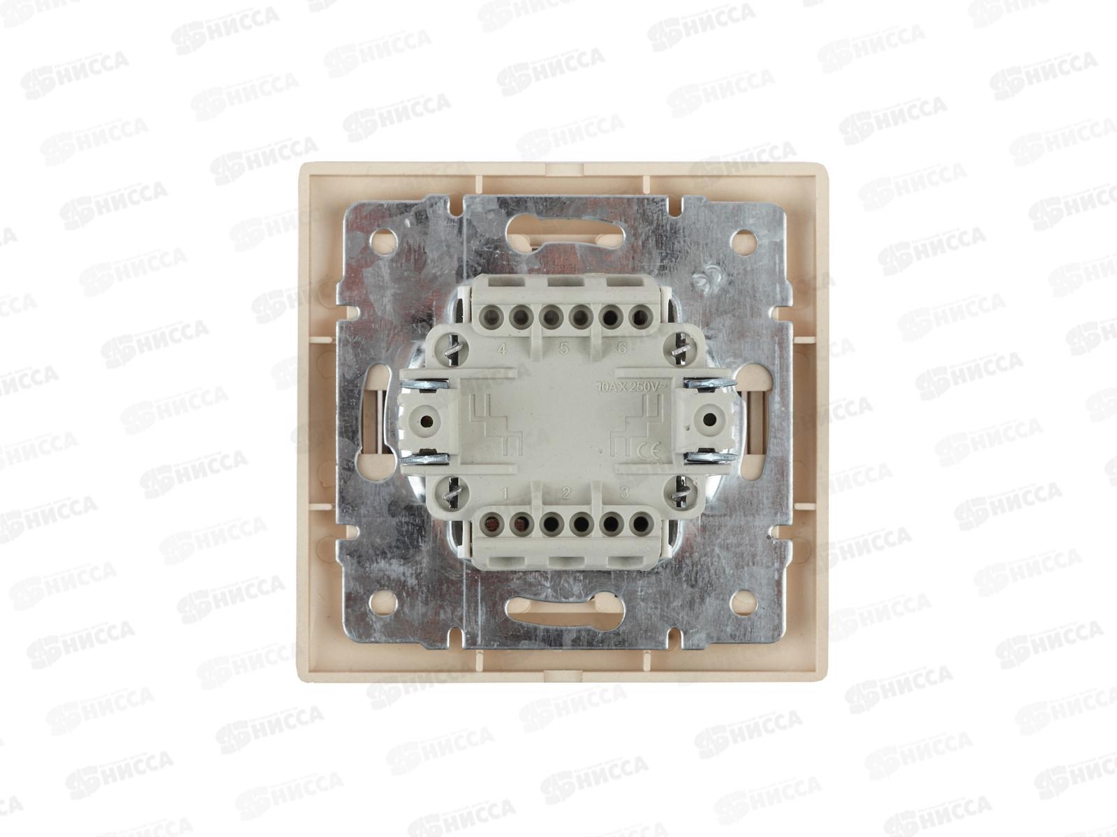 Выключатель INTRO Plano cкрытой установки двойной, 10А-250В, IP20, шампань, 1-104-04