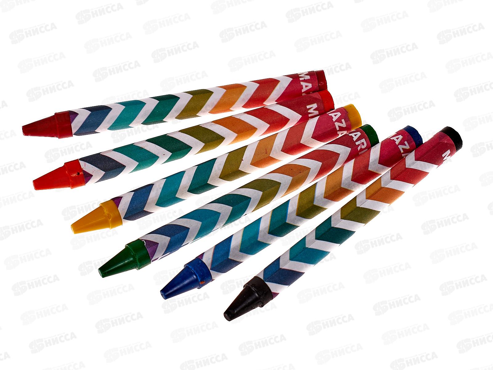 Мелки восковые MAZARI Dino 6 цветов.M-6383-6 *240