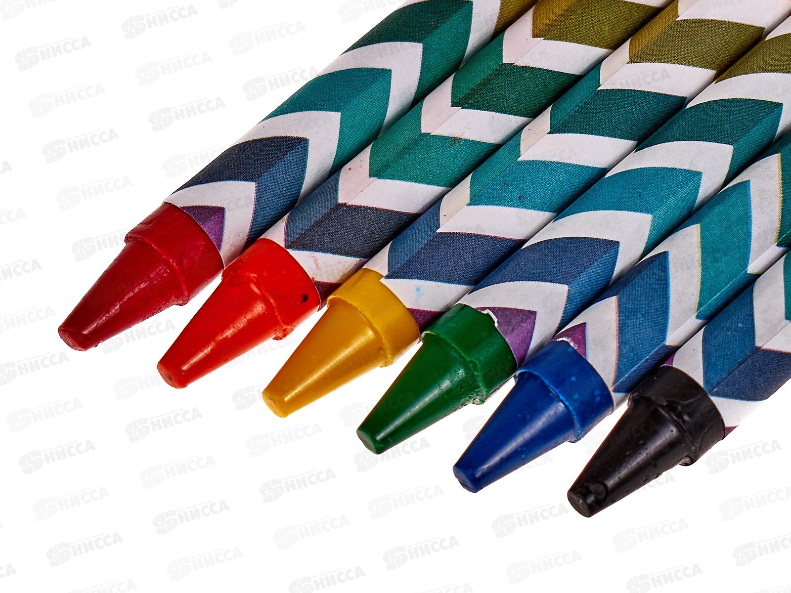 Мелки восковые MAZARI Dino 6 цветов.M-6383-6 *240