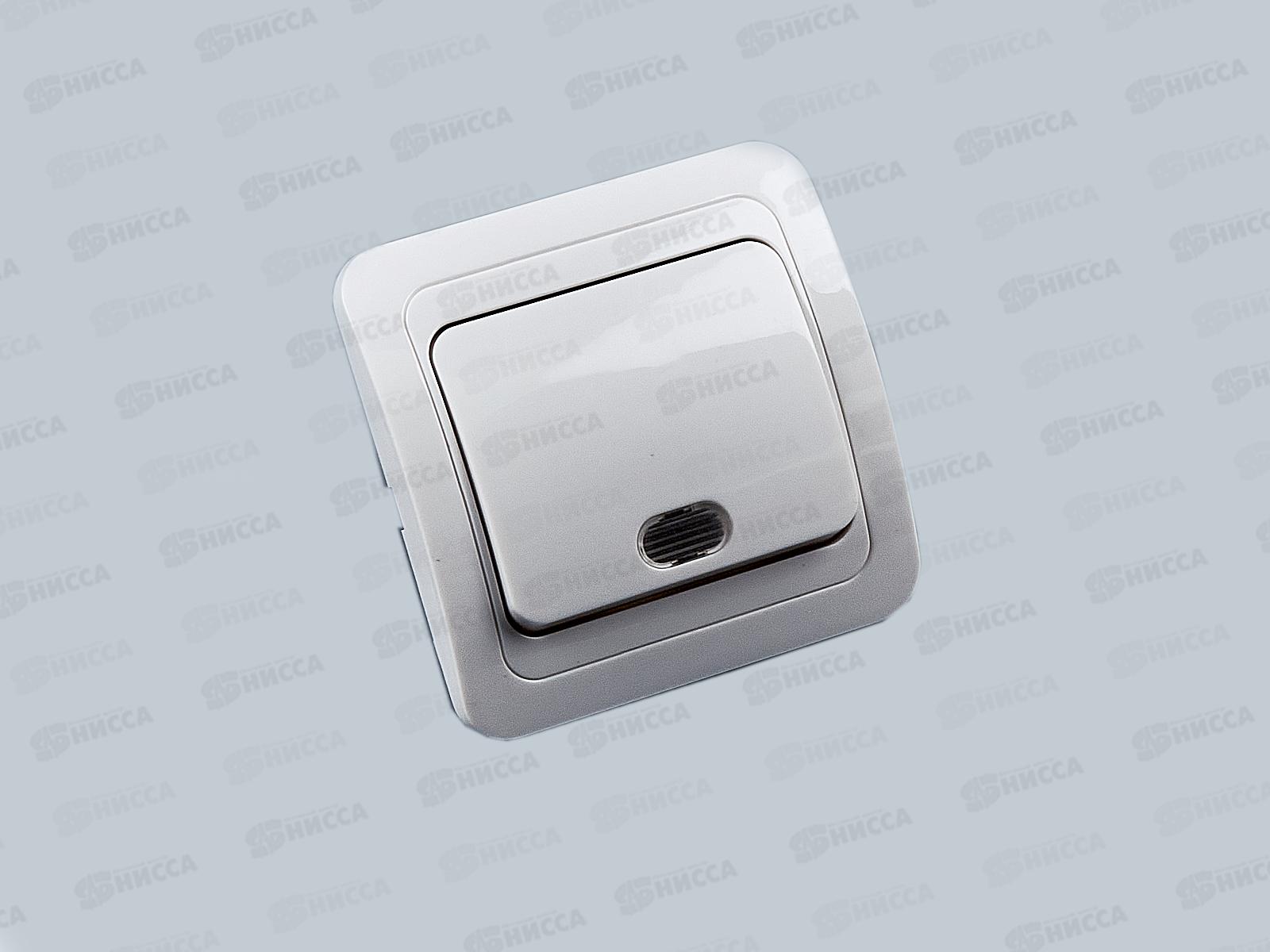 Выключатель скрытой установки 1клавиша Прогресс SLIM, с подсветкой, белый *10/200