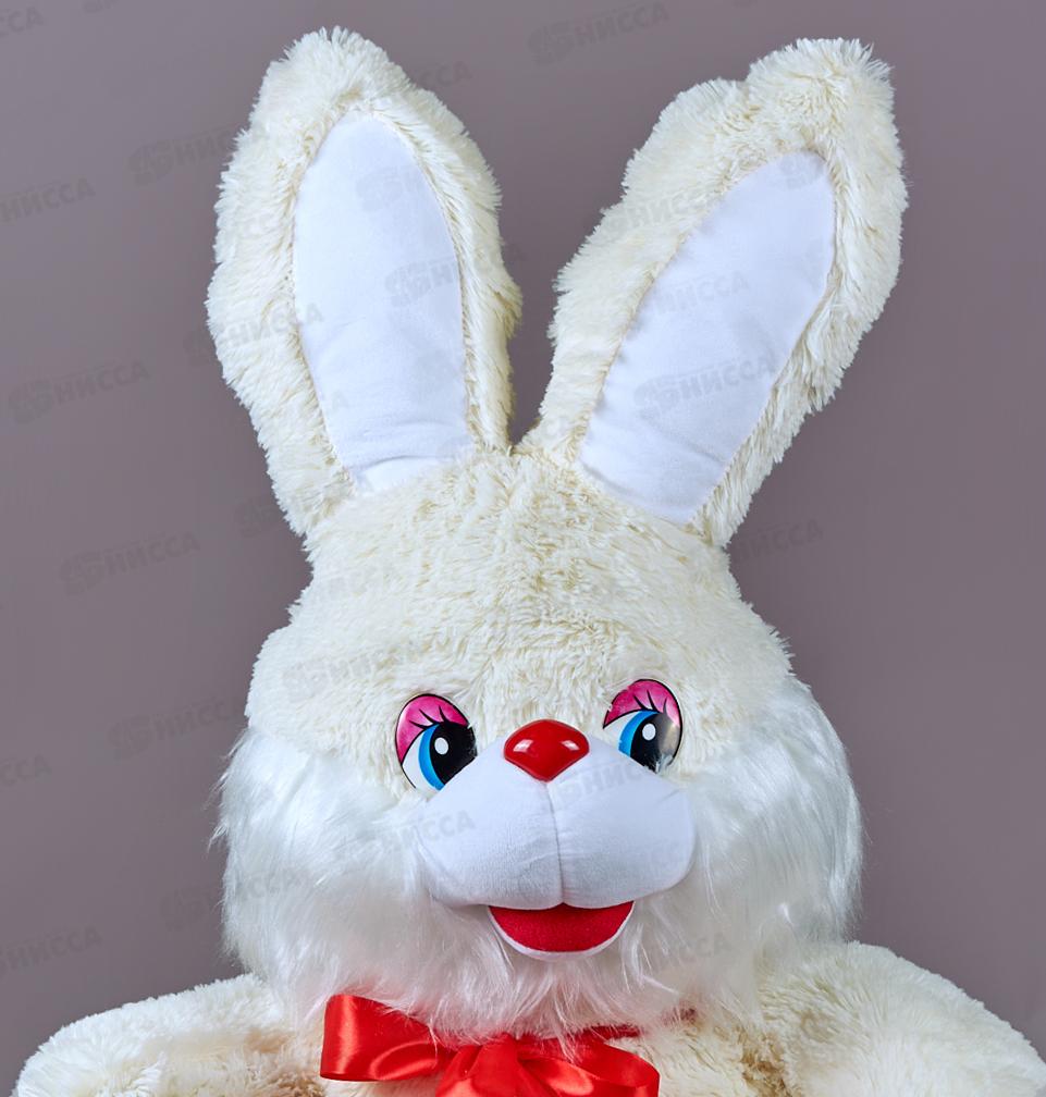 Заяц Валентин 80см, ЗВ-80М цвет-молочный, с лентой Мила