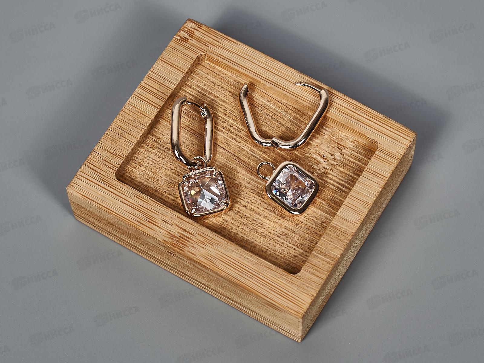 Серьги под золото &quotХань-хань&quot с камнем квадратн.№250