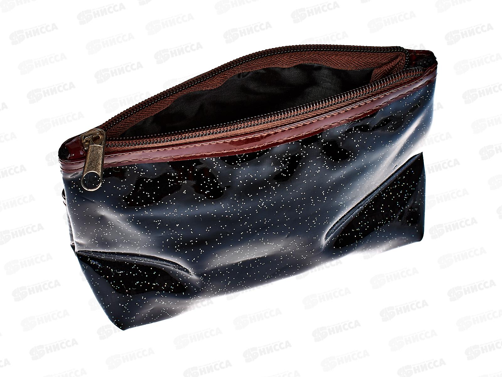 Косметичка женская Черный лак с блесками 20,5*5,5*12см 117-031