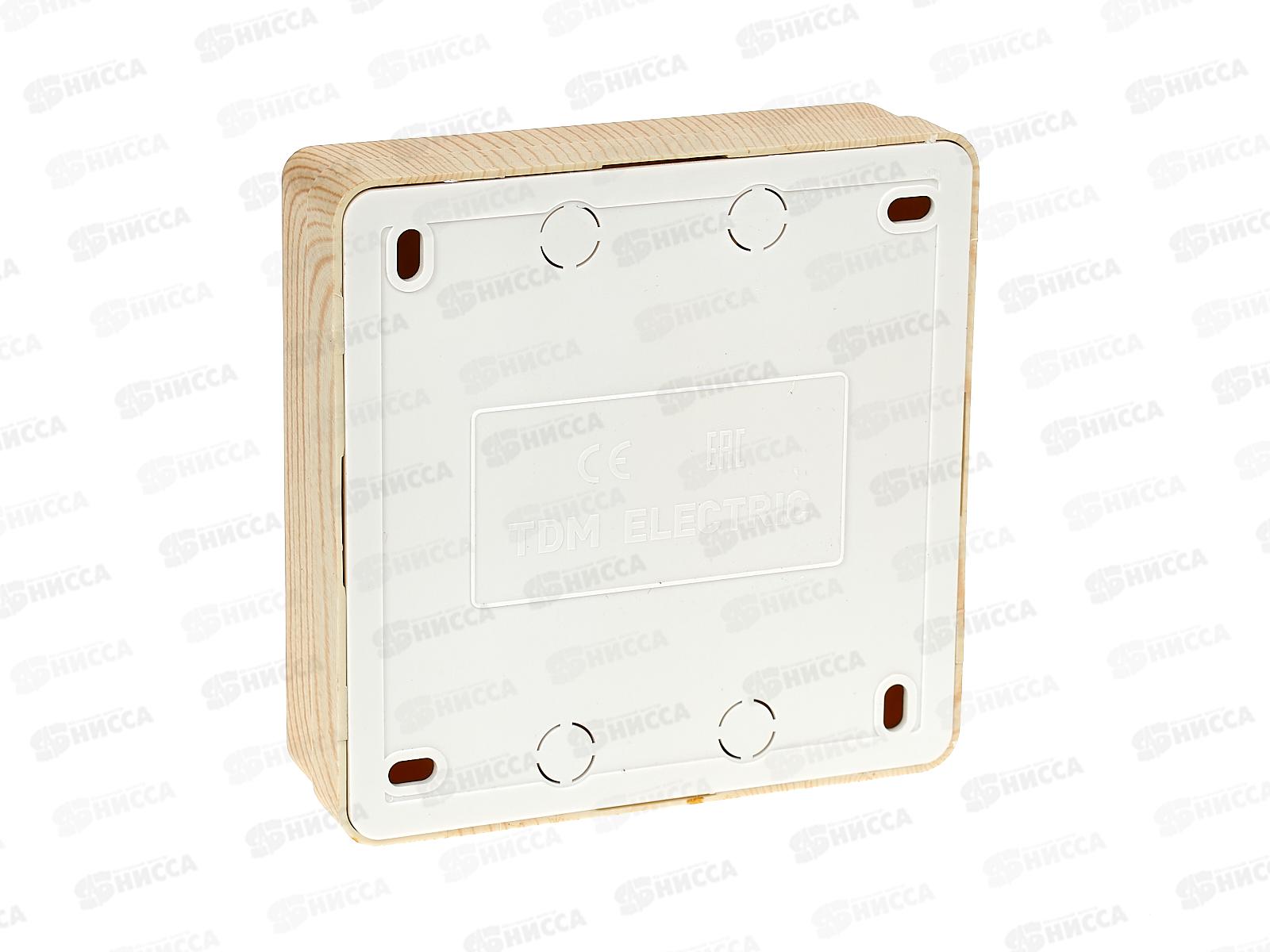 Розетка TDM четырехместная открытой установки, IP20 16А сосна &quotЛадога&quot, с защитными шторками, 0423 *6