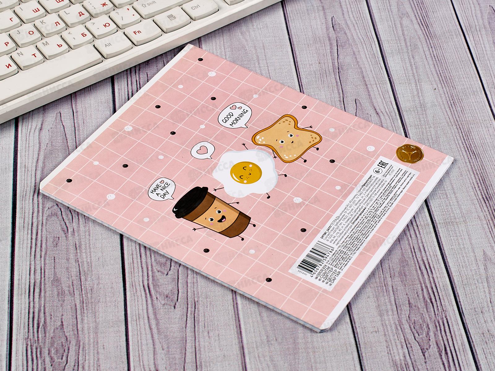 Тетрадь 24листа клетка Hatber Пришла еда*10/100