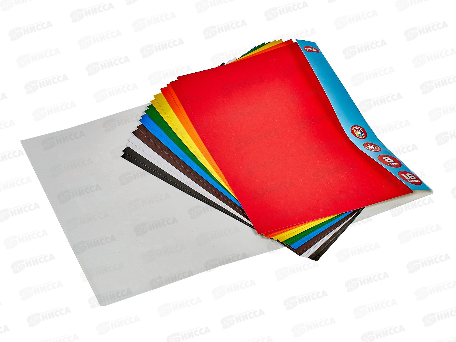 Цветной картон 16л 8цв. Creativiki немел. КЦ16Л8ЦКР