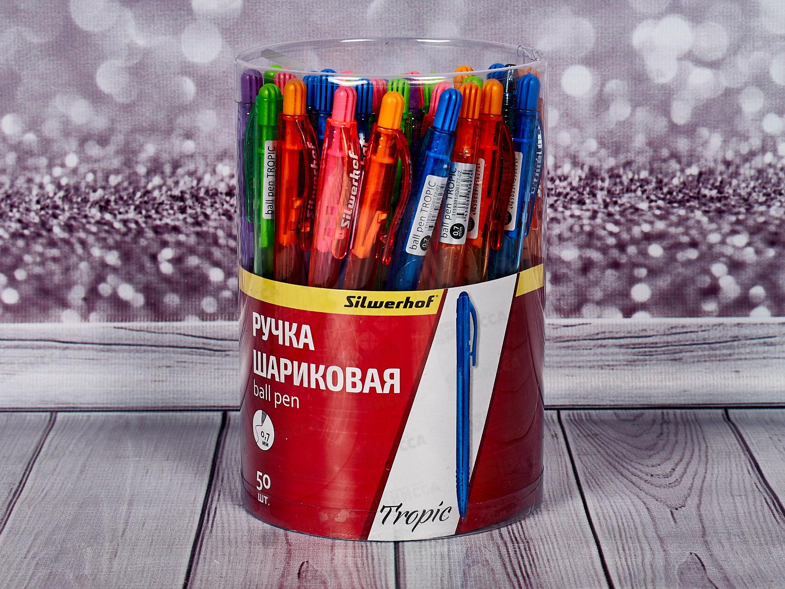 Ручка шариковая SILWERHOF Tropic синяя 0,5мм 026177-02*50