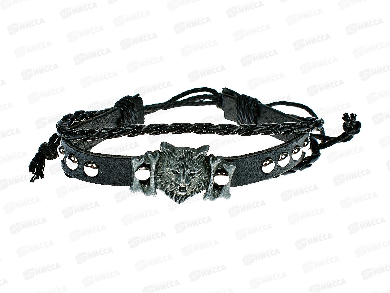 Браслет кожа плетёный с металлическими накладками,клёпки №82(уп.12шт)