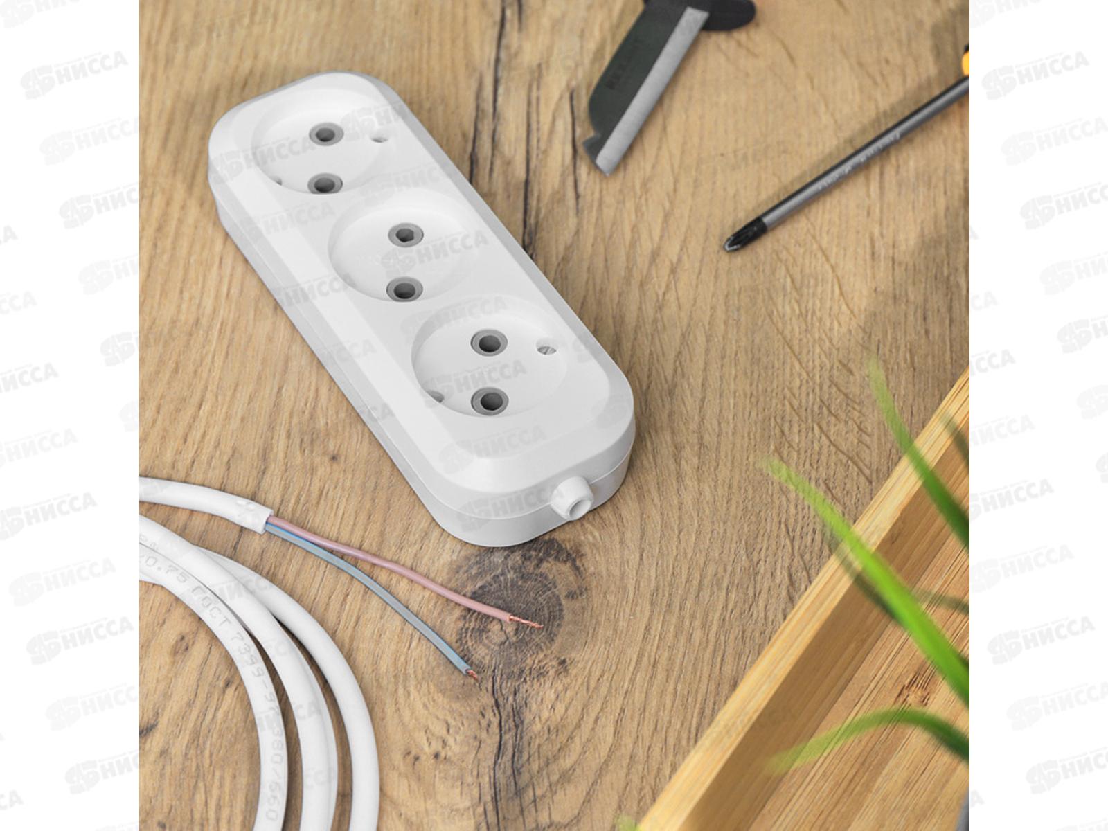 Колодка REXANT  3 гнезда, без заземления, 11-8703 *50