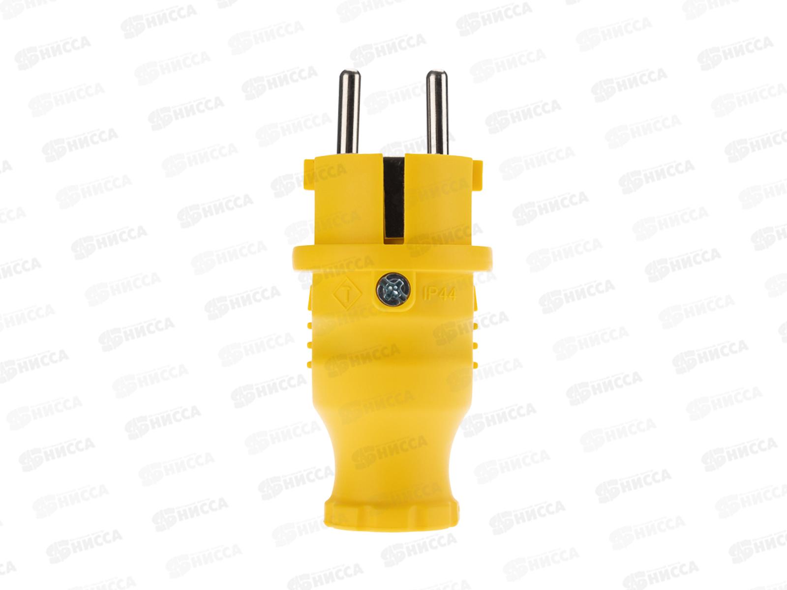 Вилка прямая REXANT 16А с заземлением, влагозащенная, каучук, желтая, 111-014 *30