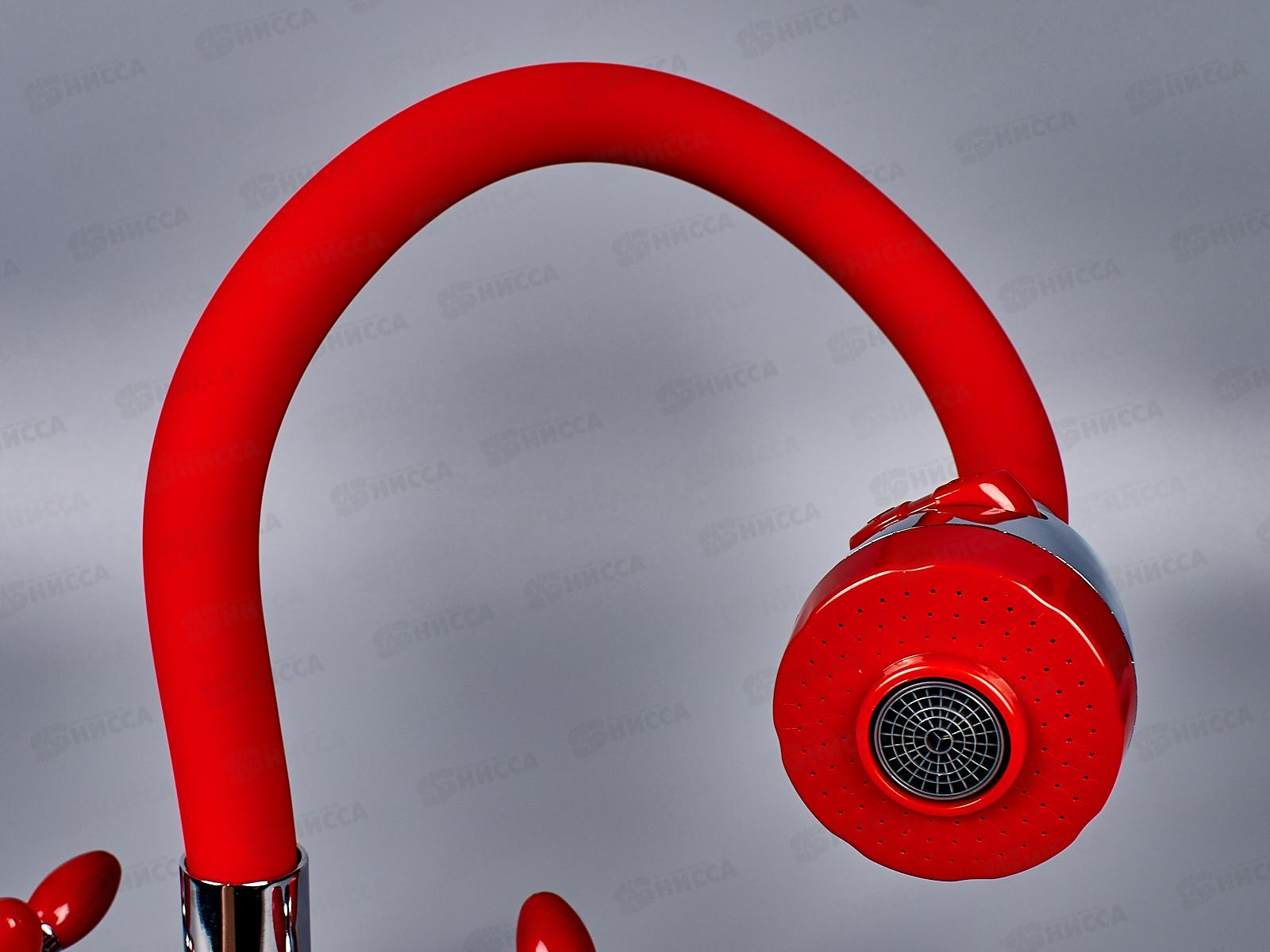 Смеситель для кухни ЭВЕРЕСТ В57-071С красный, гибкий