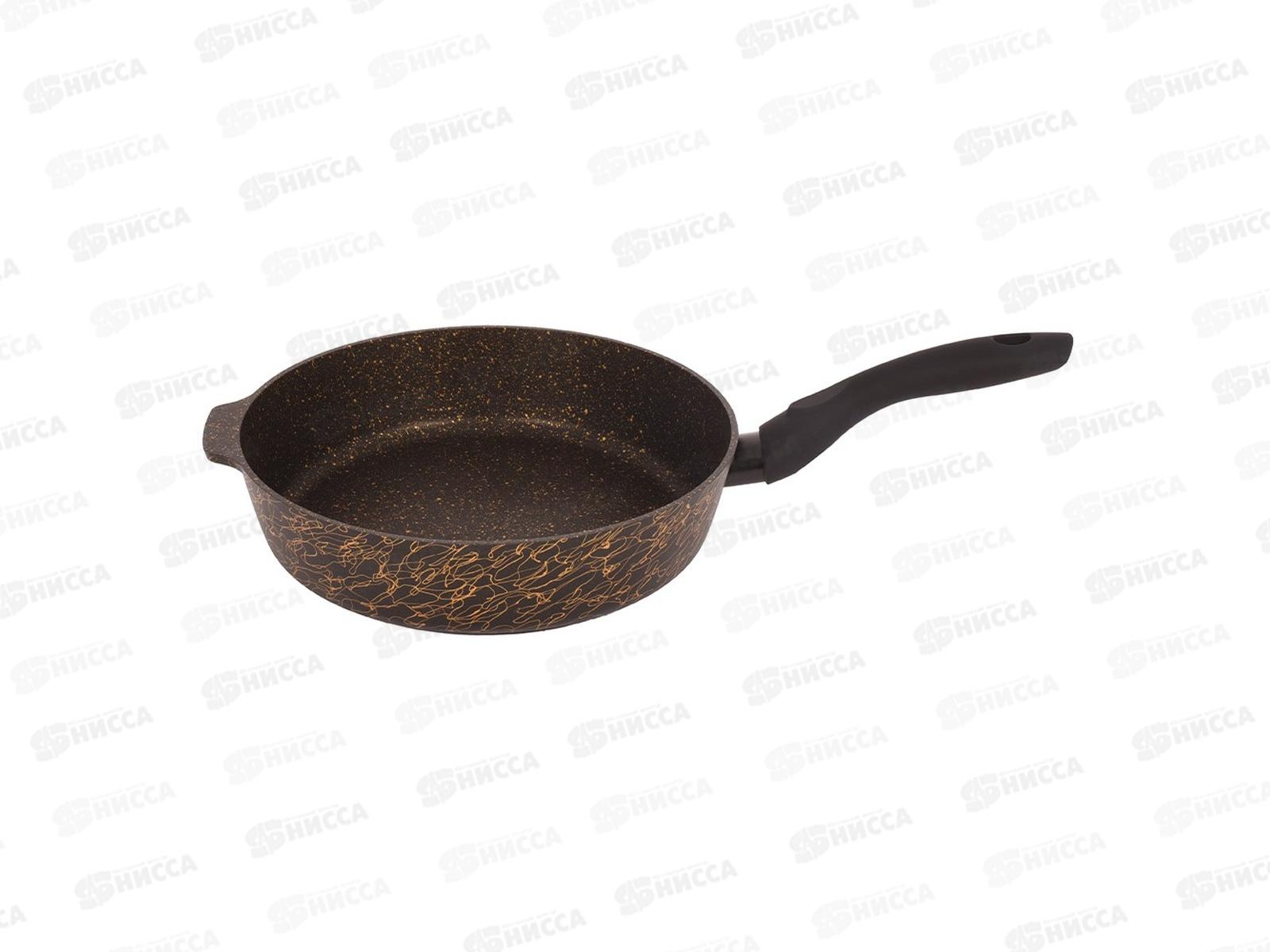 Сковорода 260мм с ручкой, крышкой Грация черный/золото сгчз261а