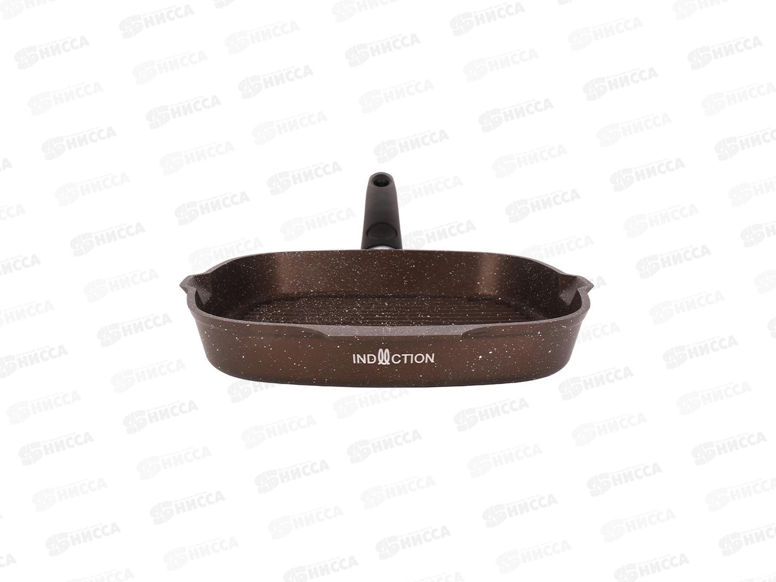 Сковорода-гриль 260/260мм квадрат с ручкой коф мрамор сгкмки261а