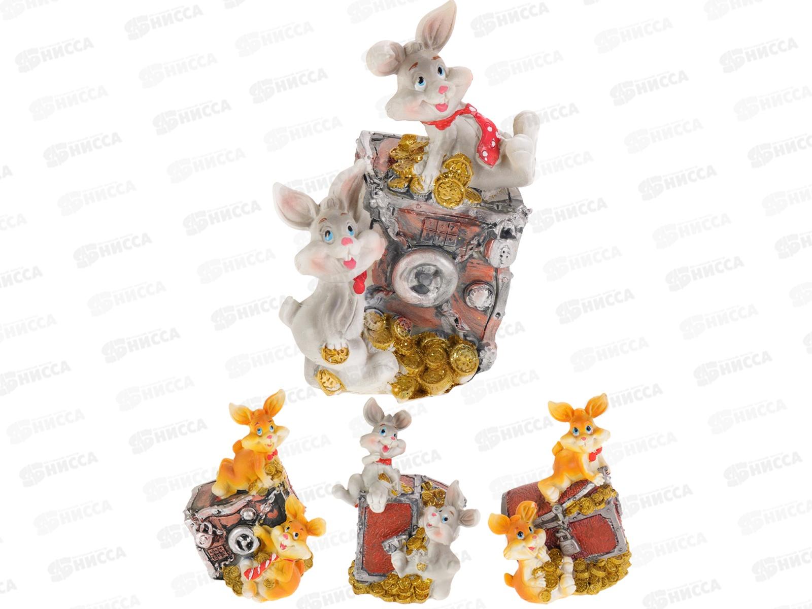 Копилка &quotЗайка с сундуком, в ассортименте, НПР-7394  *48