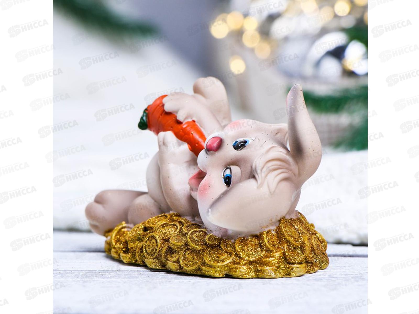 Копилка  &quotЗаяц с морковкой&quot серый 10*11см 7820323