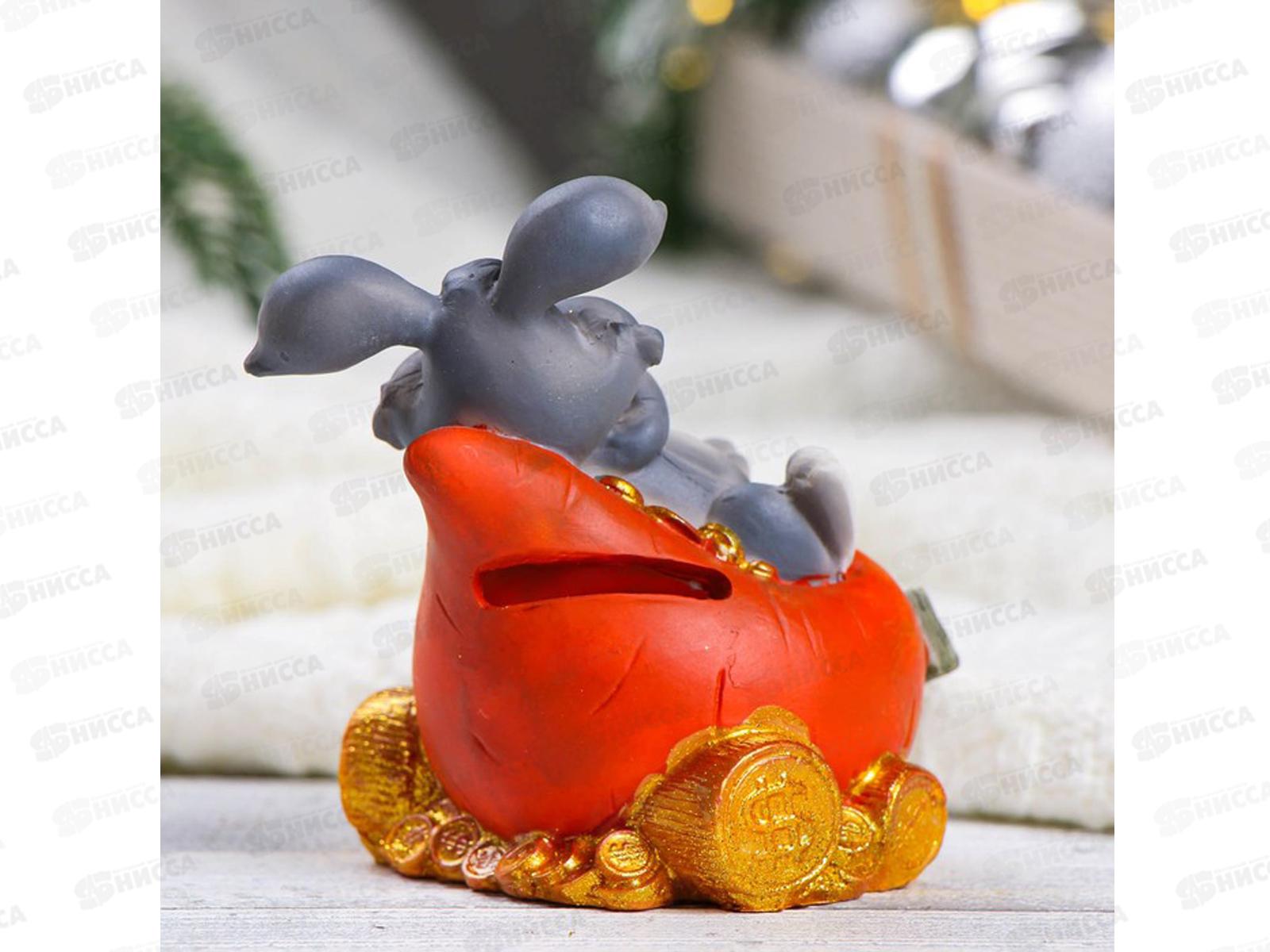 Копилка  &quotЗайка катается&quot серый 11*9*10см 7916090