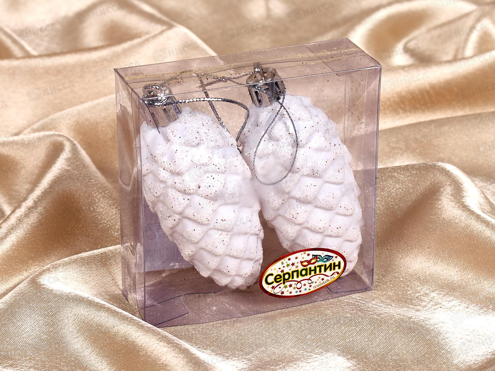 Набор елочных украшений 2шт Таинственное очарование 9см шишки белый 916-0419