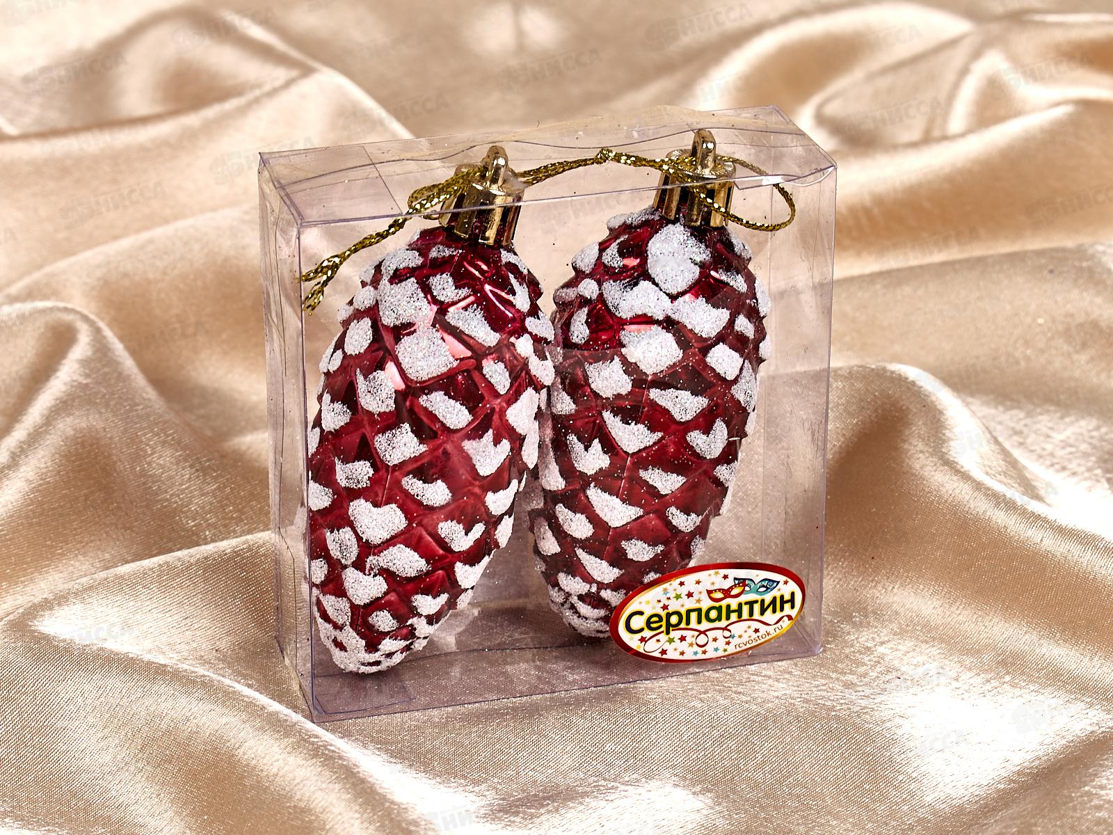 Набор елочных украшений 2шт Таинственное очарование 9см шишки темный рубин 916-879