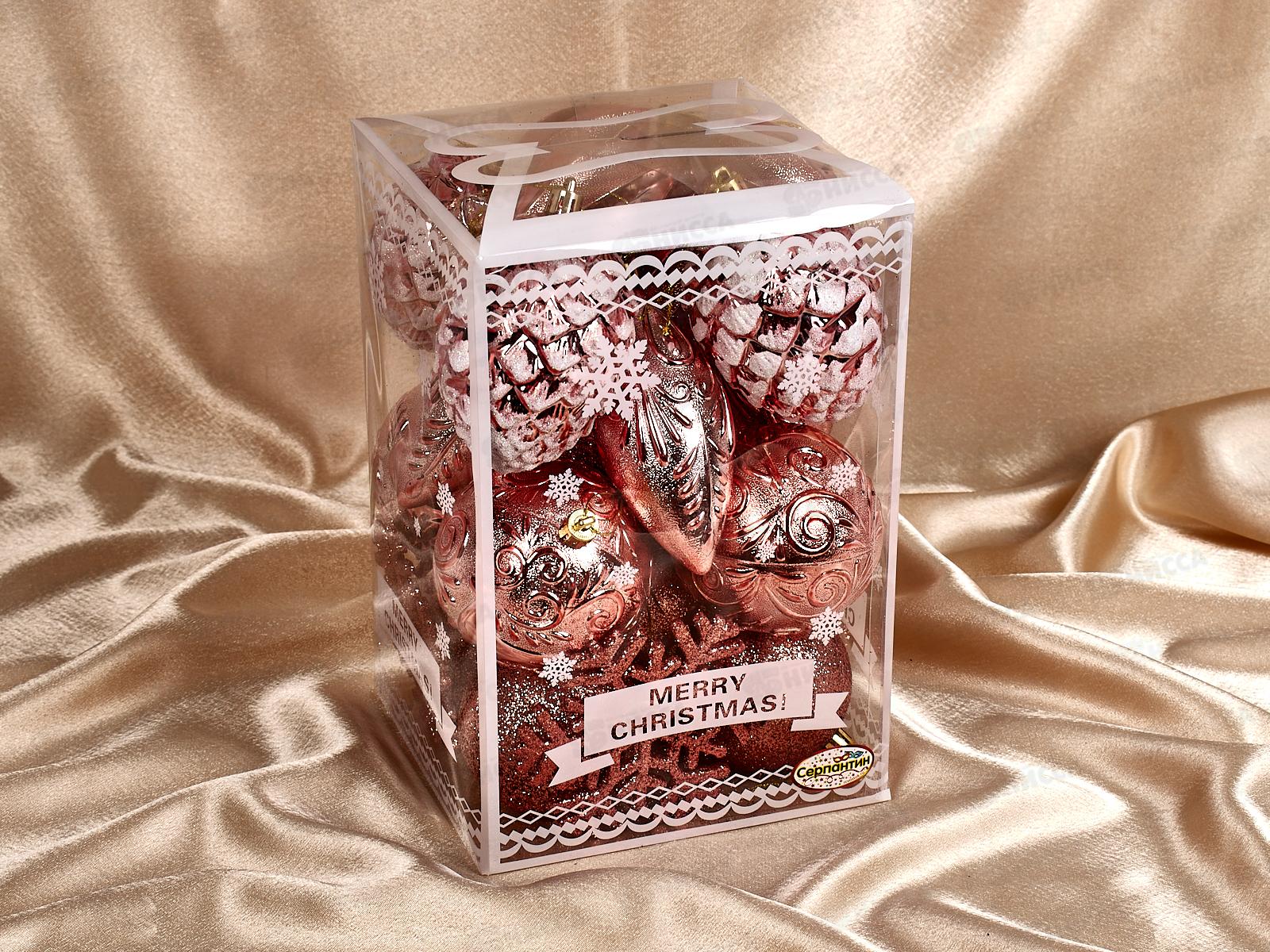 Набор елочных украшений 26шт Рождество розовое золото 201-1251