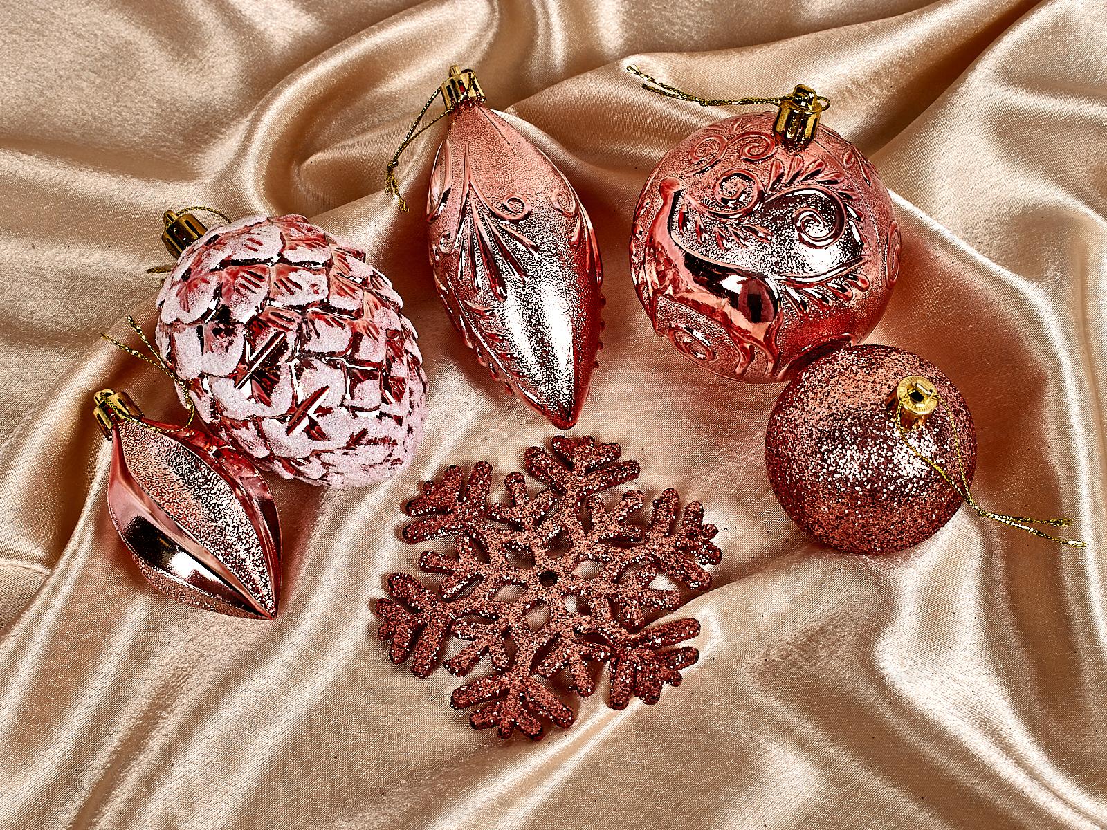 Набор елочных украшений 26шт Рождество розовое золото 201-1251