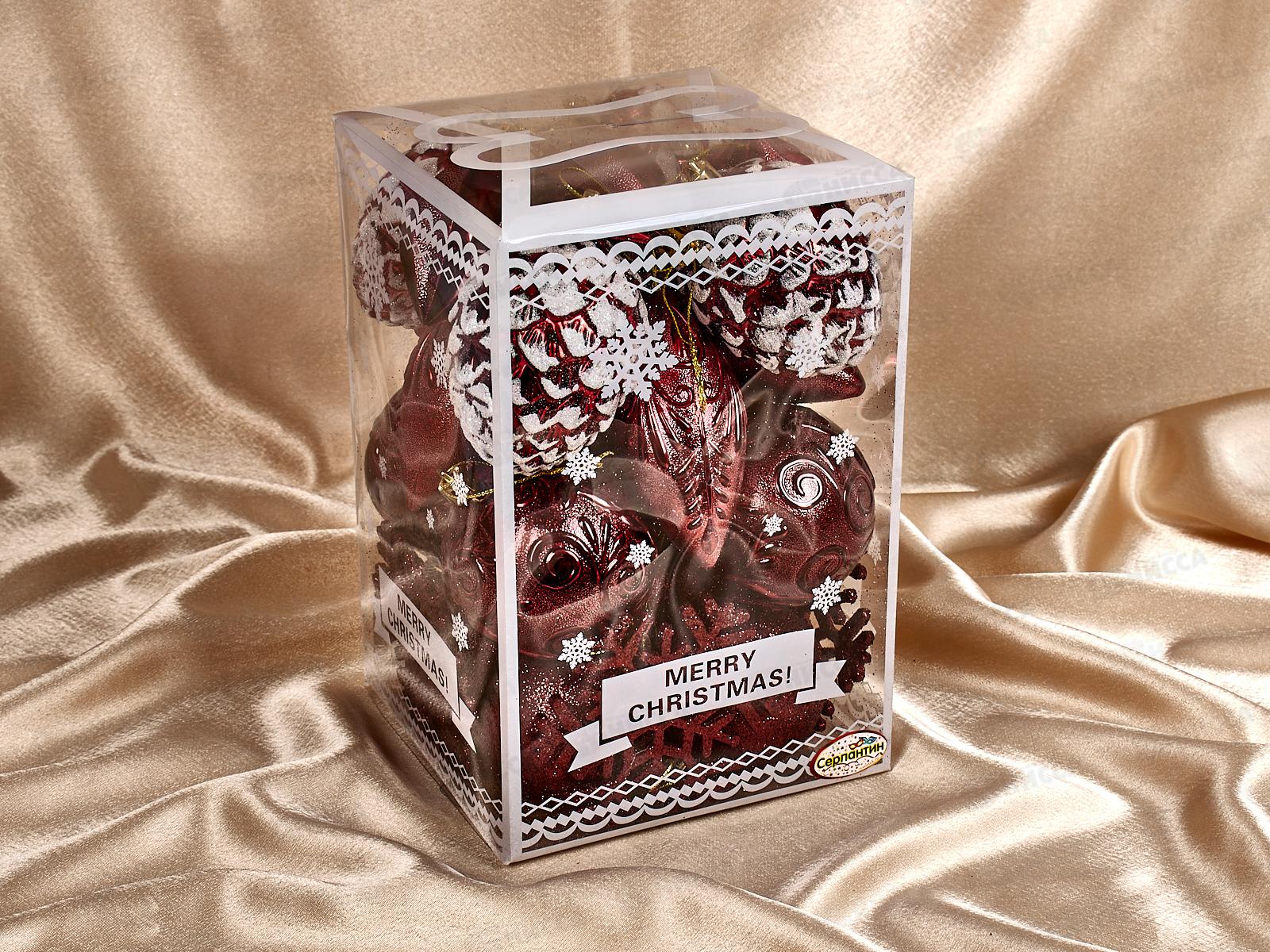 Набор елочных украшений 26шт Рождество темный рубин 201-1252