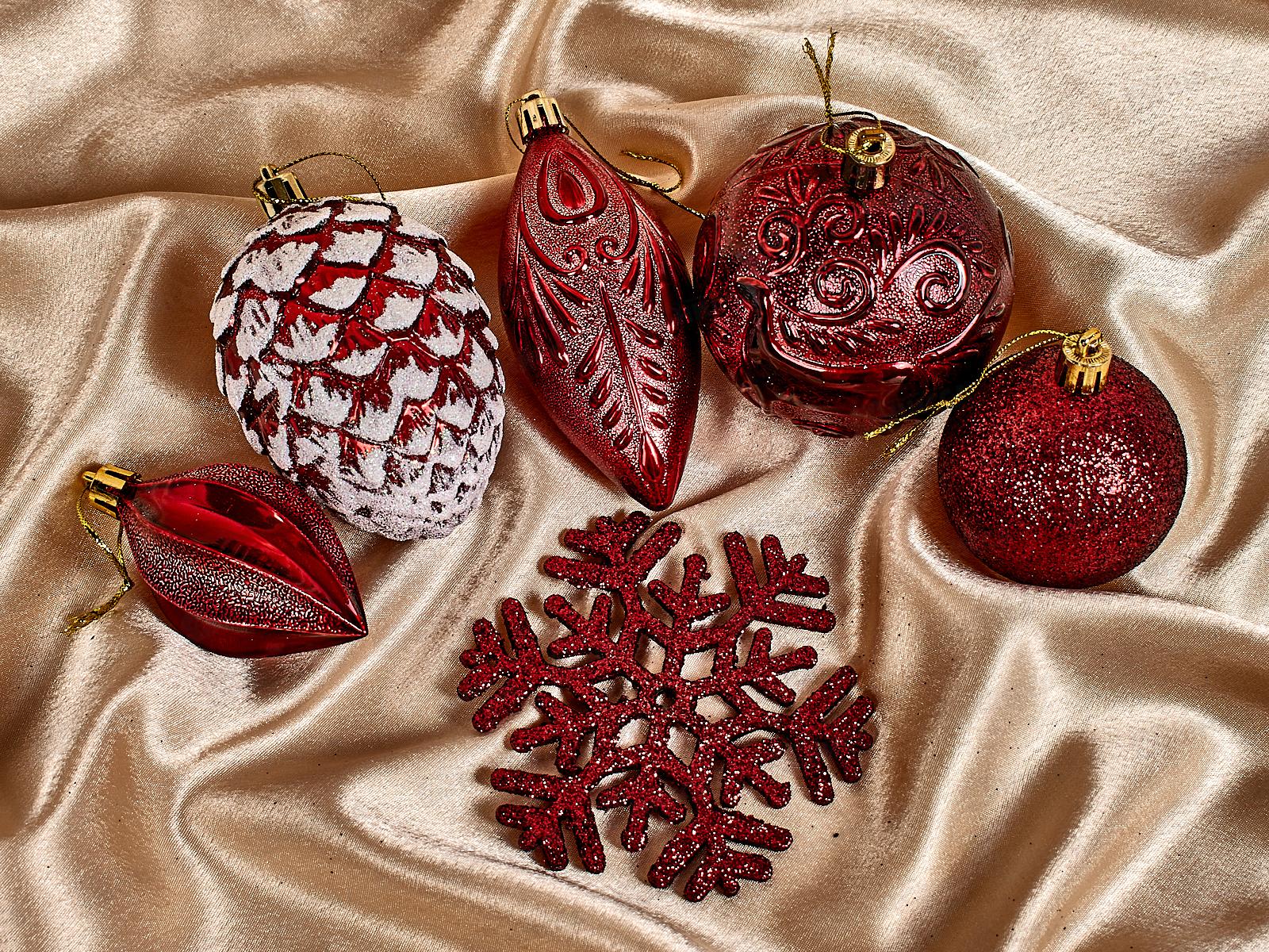 Набор елочных украшений 26шт Рождество темный рубин 201-1252