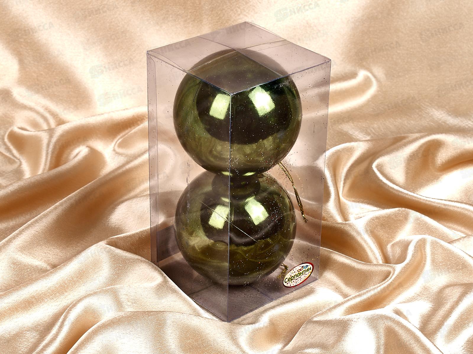 Набор елочных шаров 2шт &quotГлянец&quot 10см изумруд 201-1440