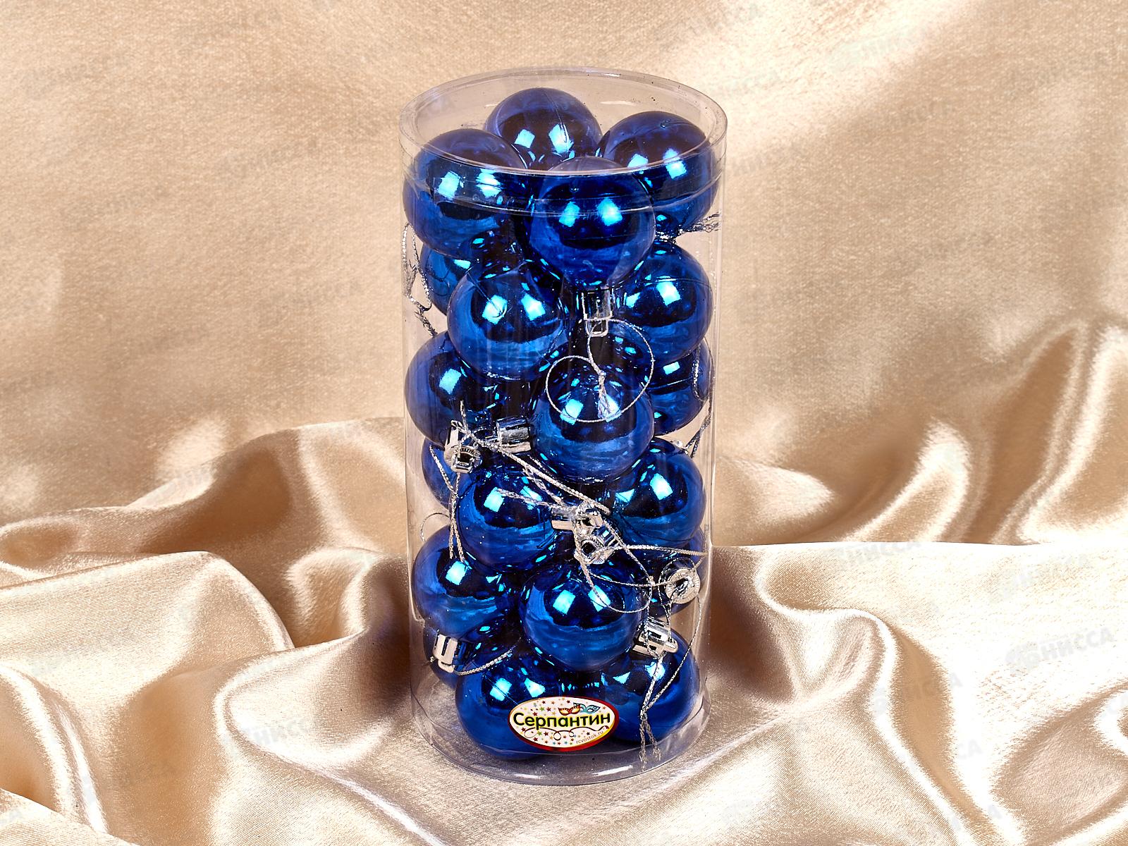 Набор елочных шаров 24шт &quotГлянец&quot 4см синий 201-0622