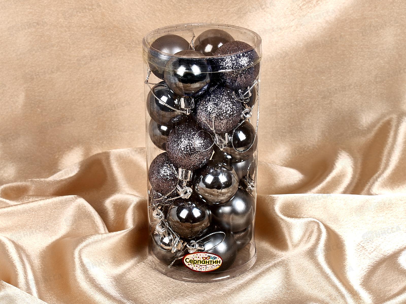 Набор елочных шаров 24шт &quotМикс фактур&quot 4см графит 652-242