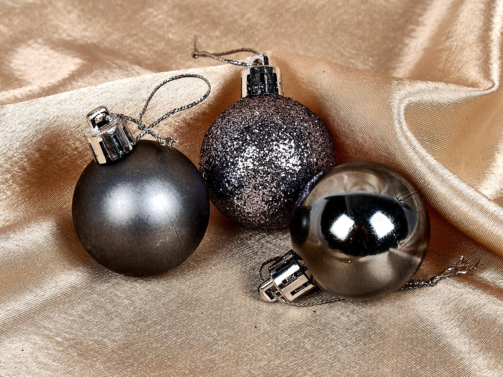 Набор елочных шаров 24шт &quotМикс фактур&quot 4см графит 652-242