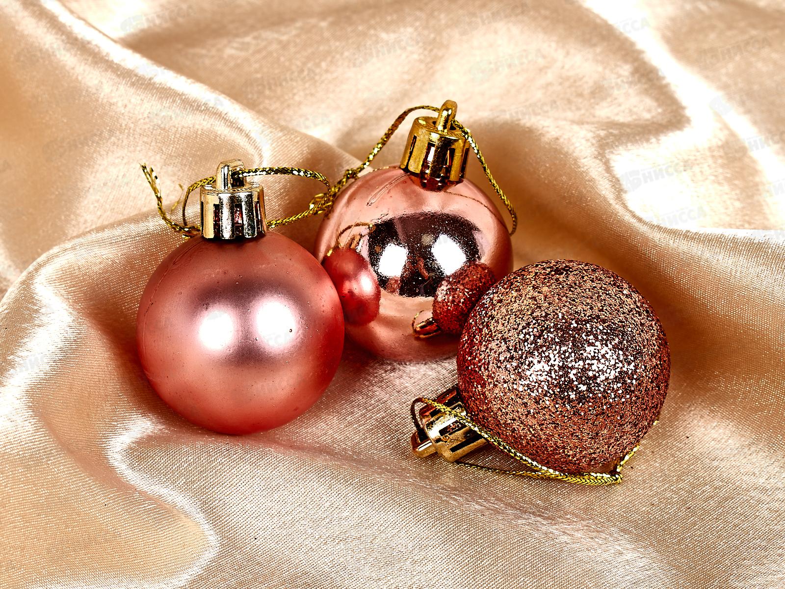 Набор елочных шаров 24шт &quotМикс фактур&quot 4см розовое золото 201-1380