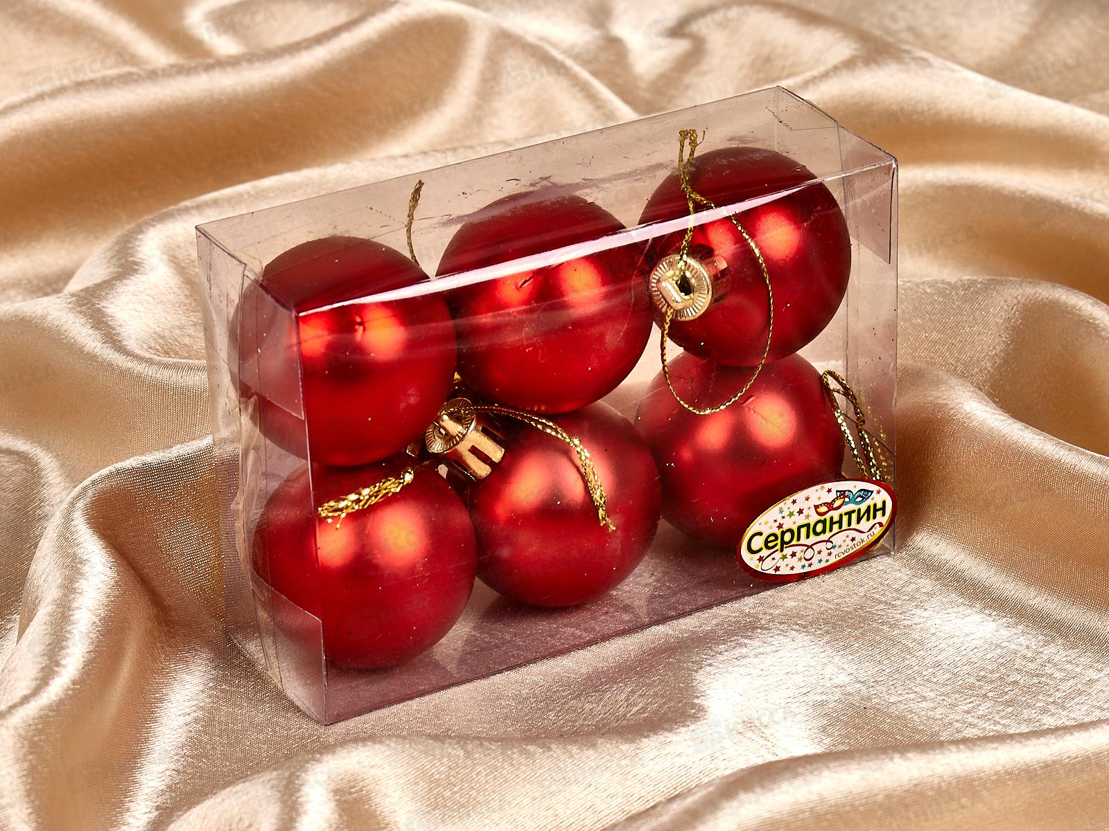 Набор елочных шаров 6шт &quotМатовый&quot 4см красный 652-183-837