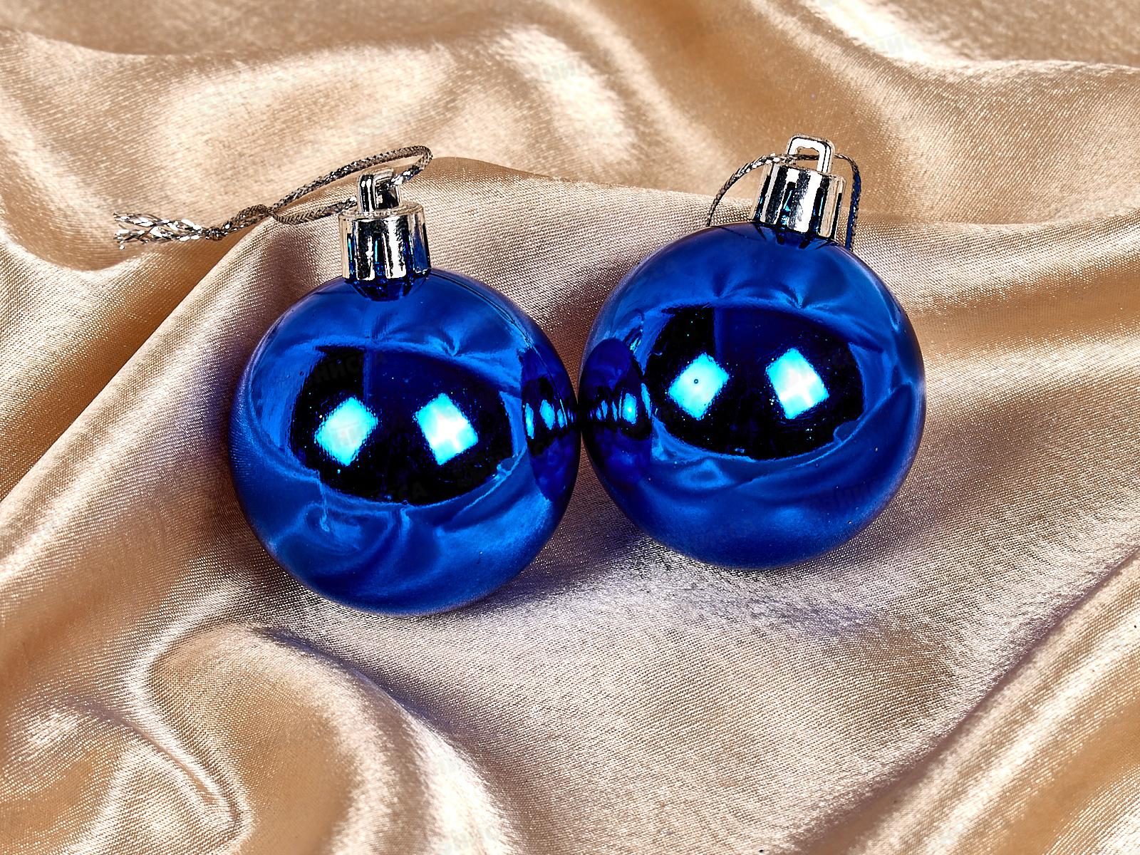 Набор елочных шаров 24шт &quotГлянец&quot 5см синий 201-0634