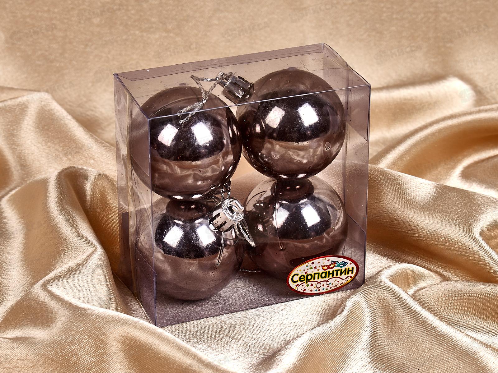 Набор елочных шаров 4шт &quotГлянец&quot 5см графит 652-257