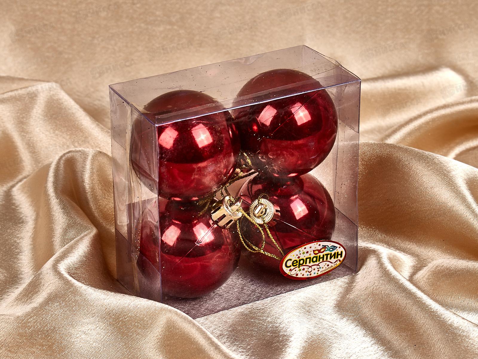Набор елочных шаров 4шт &quotГлянец&quot 5см рубин 652-253