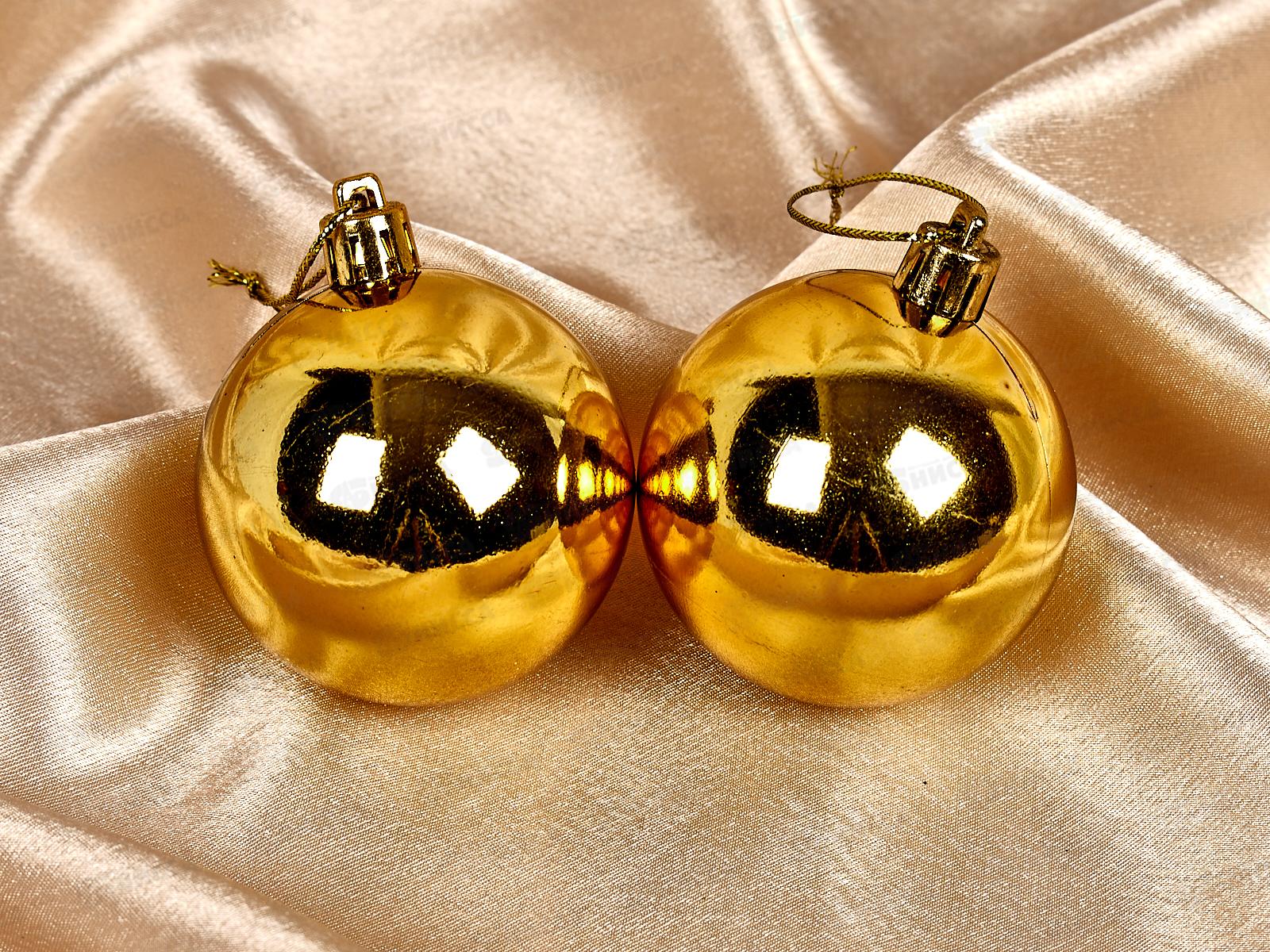 Набор елочных шаров 24шт &quotГлянец&quot 6см золото 201-0640