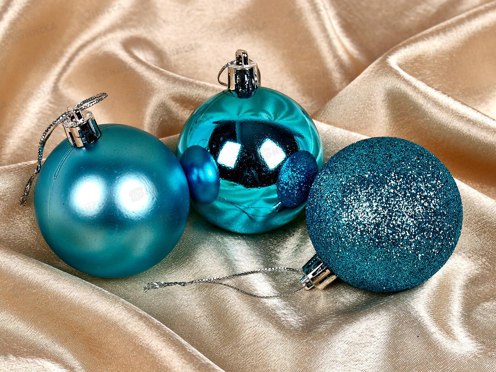 Набор елочных шаров 24шт &quotМикс фактур&quot 6см голубой 201-0649