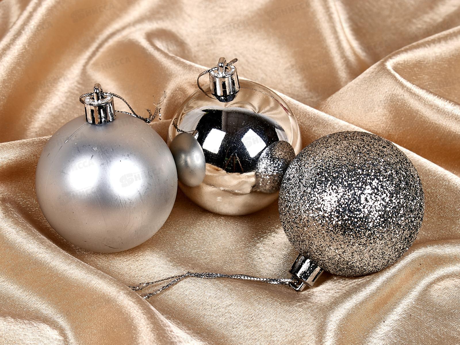 Набор елочных шаров 24шт &quotМикс фактур&quot 6см серебро 201-0645